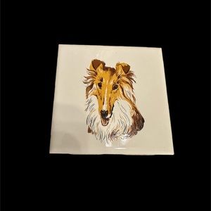 Vintage Wenczel 4.25" Square Tile Collie Dog Lassie Gift MCM